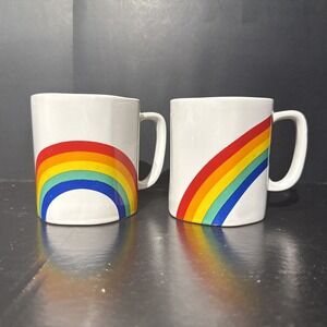 Rainbow ‎ HEXAGON Coffee Mug Cup Retro Vintage RARE